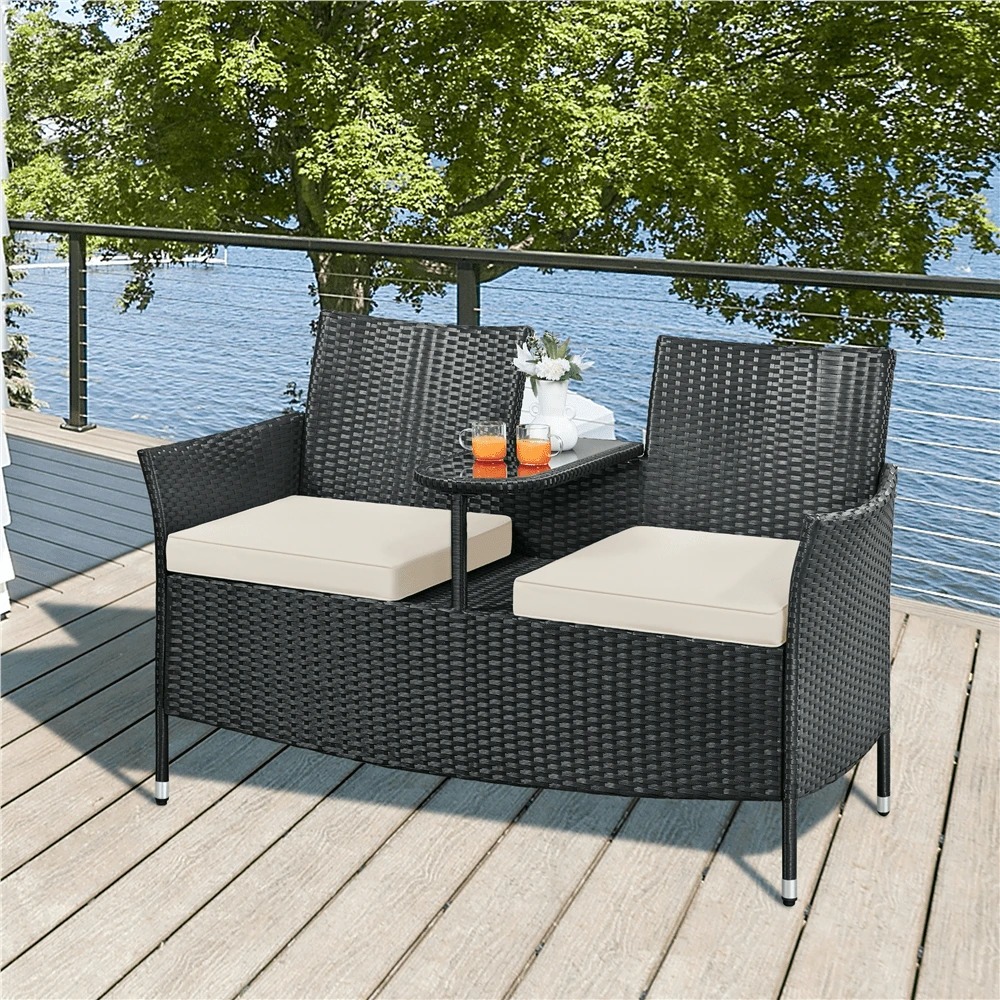 Outdoor Furniture Black - Premium Outdoor Double Chair 2 Seater