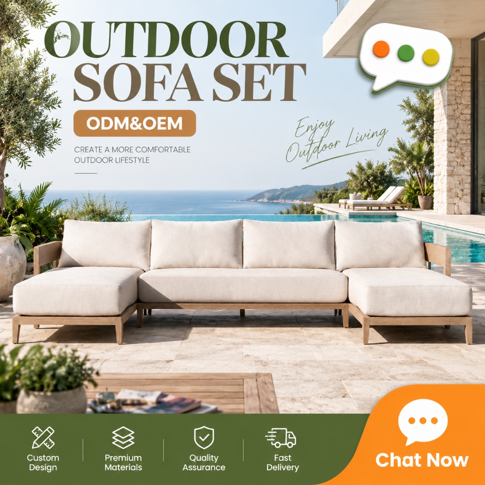Outdoor Furniture Teak - High‑End Custom Teak Garden Sofa Set,