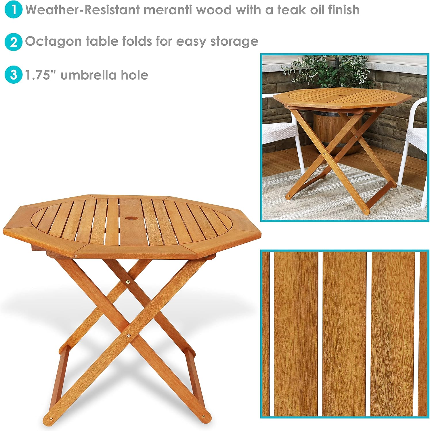 Meranti Wood Folding Outdoor T - Outdoor Furniture Teak recension och pris