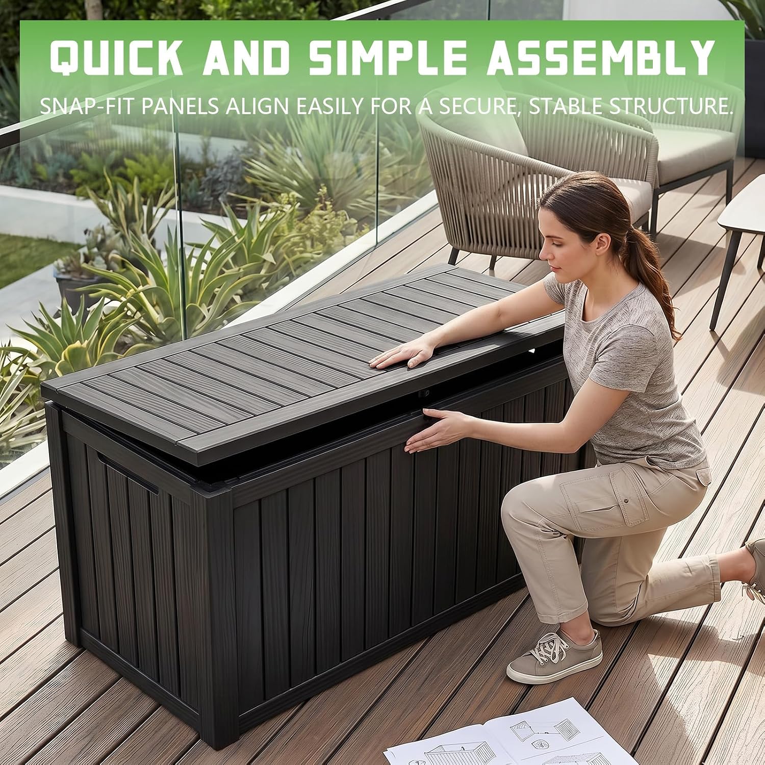 200 Gallon Lockable Resin Deck - Outdoor Furniture Black recension och pris