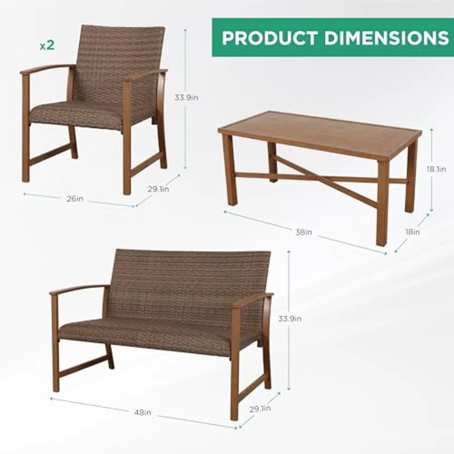 4-Piece Wicker Patio Furniture - Outdoor Furniture Durable recension och pris