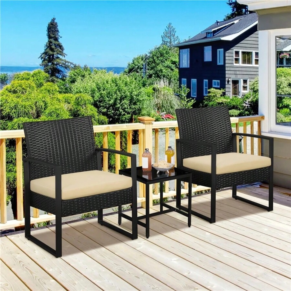 3 Piece Outdoor Wicker Furnitu - Outdoor Furniture Durable recension och pris
