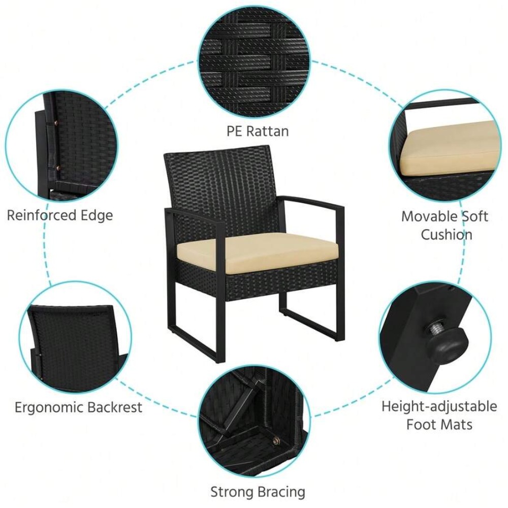 3 Piece Outdoor Wicker Furnitu - Outdoor Furniture Durable recension och pris
