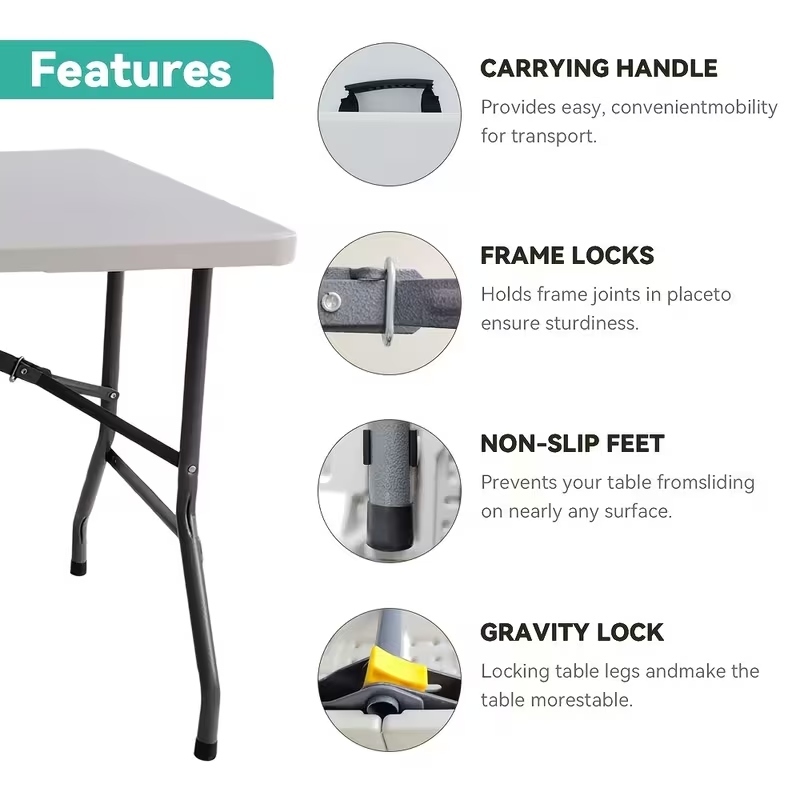 Folding Table,Portable Plastic - Outdoor Furniture Store recension och pris
